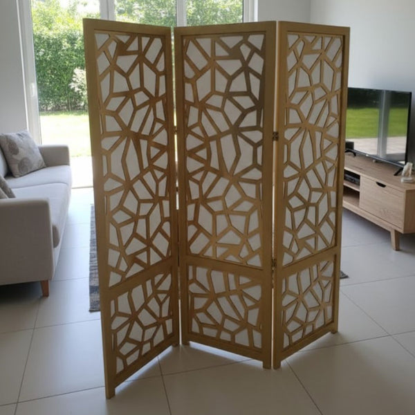 برفان ثلاثي مربعات ذهبي ظهر نجمة خشب زان محفور ليزر مقاس 180×180 سم - RDB-008