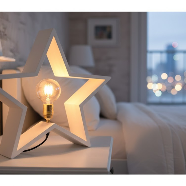 أباجورة خشب طبيعي طلاء أبيض – موديل SKN-014 من أوسكار فرنتشر