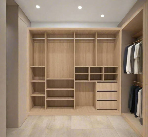 دريسينج خشب MDF إسباني بطبقة ميلامين مع لمسات رتان – تصميم عصري أنيق