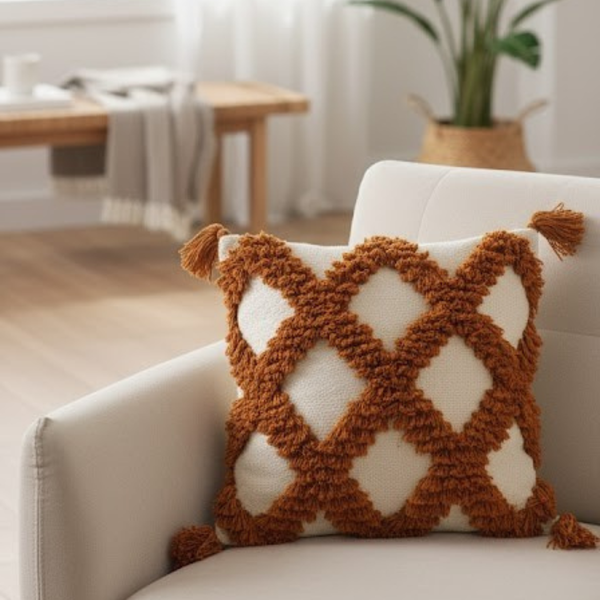 كوشن صوف هاند ميد مقاس 45×45 سم من أوسكار فرنتشر – تصميم مميز HAZ-128