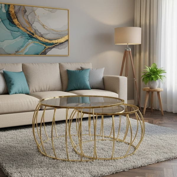 اختار لمسة فخامة وعصرية لغرفة المعيشة مع طقم ترابيزات القهوة HAG-076 من أوسكار فرنتشر.