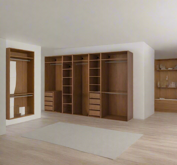 دريسنج خشب MDF بطبقة ميلامين مع لمسات رتان طبيعية – 240 سم