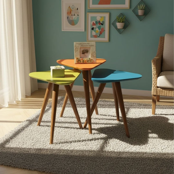 طقم ترابيزات جانبية ثلاثي – خشب كونتر برجول موسكي بدهان أوستر – موديل CHW-096 من أوسكار فرنتشر