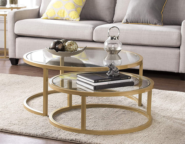 اوديليا ترابيزة قهوة حديد دهان الكتروستاتيك و زجاج