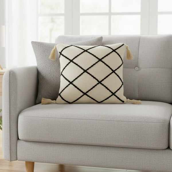 كوشن هاند ميد صوف طبيعي 100% منسوج يدويًا مقاس 40×40 سم - KIM-012