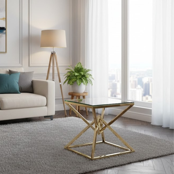 طقطوقة HAG-068– طاولة جانبية مودرن من حديد ستيل 45×45 بارتفاع 55 سم