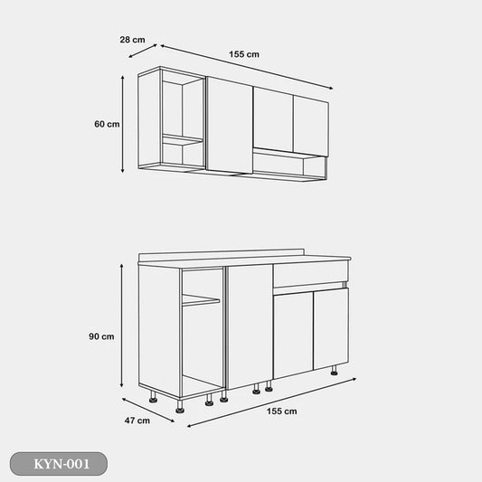 مطبخ قطعتين خشب كونتر و خشب ام دي اف - KYN-001