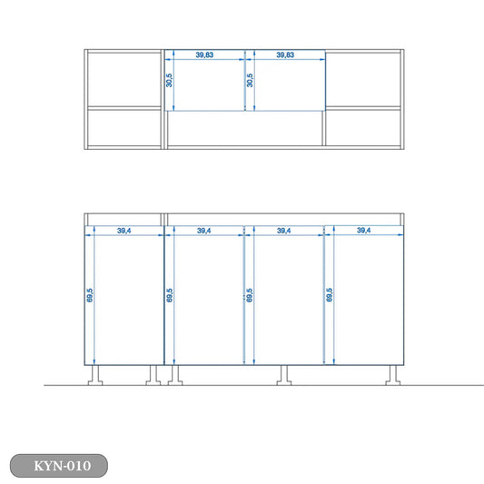 مطبخ قطعتين خشب كونتر و خشب ام دي اف - KYN-010