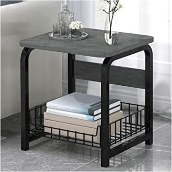 ترابيزة جانبية معدنية بسطح خشبي – تصميم عصري فاخر