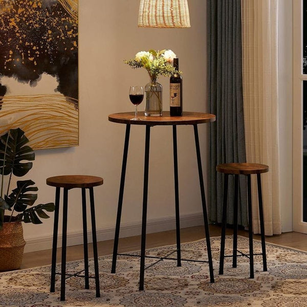 طقم 3 ترابيزات جانبية معدنية بسطح خشبي – تصميم مودرن أنيق