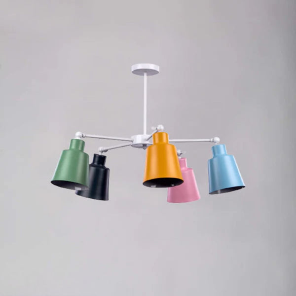 نجفة خشب ومعدن بتصميم عصري متوسط الحجم