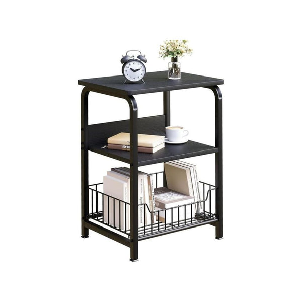 ترابيزة جانبية معدنية بسطح خشبي – تصميم مودرن أنيق