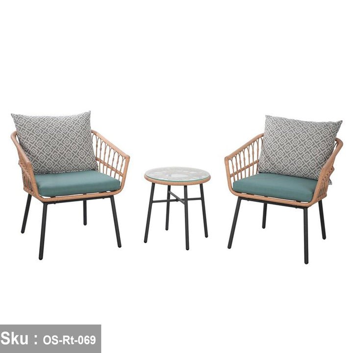 طقم رتان جانيت 2 كرسي وترابيزة - اوسكار رتان