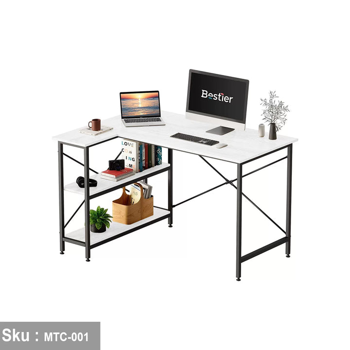 مكتب خشب ملامين -  MTC-001 - 120cmX90cm - اللون الابيض  - اوسكار رتان