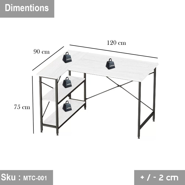 مكتب خشب ملامين -  MTC-001 - 120cmX90cm - اللون الابيض  - اوسكار رتان