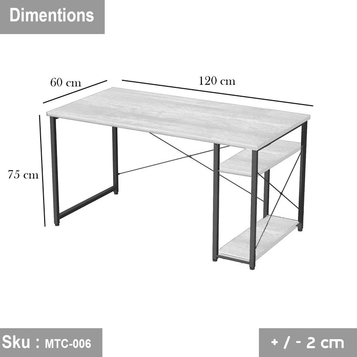 مكتب خشب ملامين -  MTC-006 - 120cmX90cm - اللون الابيض - اوسكار رتان