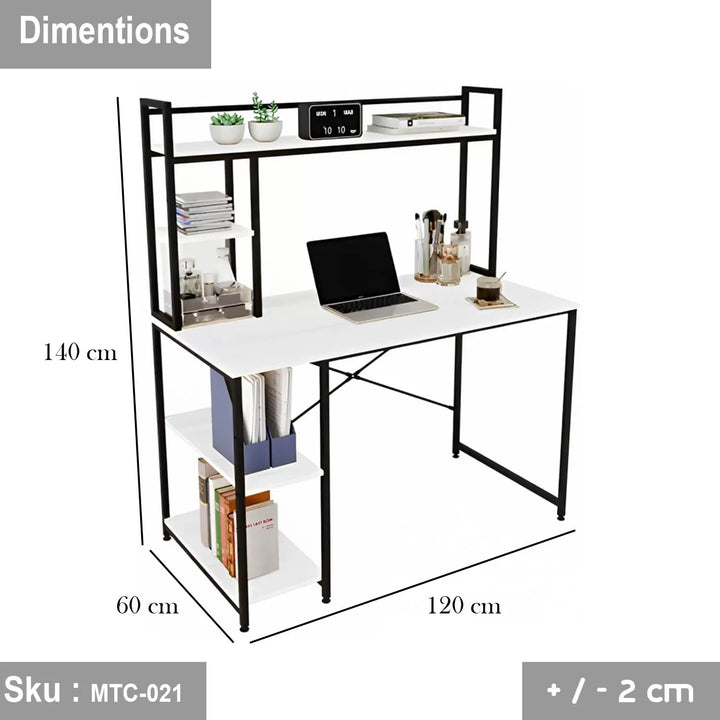 مكتب خشب ملامين -  MTC-021 - 120cmX140cm - اللون الابيض - اوسكار رتان