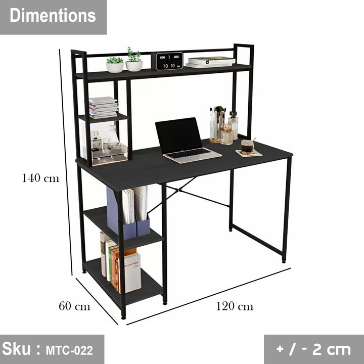 مكتب خشب ملامين -  MTC-022 - 120cmX140cm - اللون الاسود - اوسكار رتان